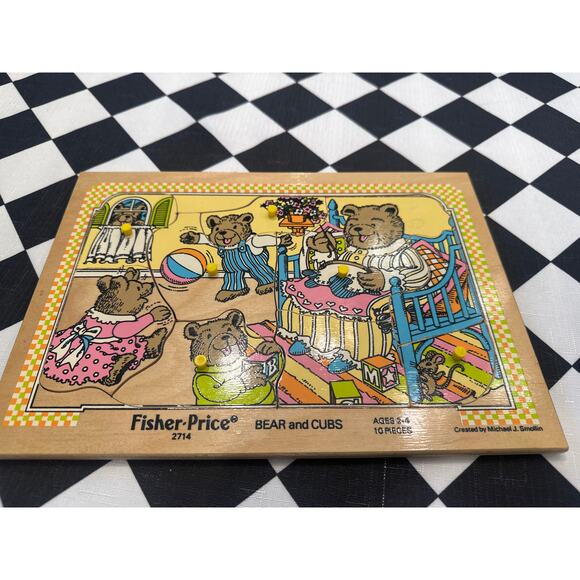 Vintage 1984 Fisher Price bear and cubs puzzle ages 2-4 10 pieces kids - Picture 1 of 5